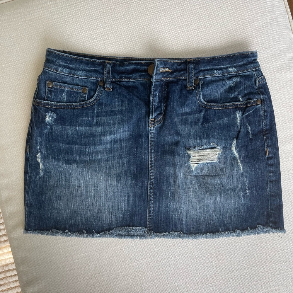 LC Denim Distressed Mini Skirt